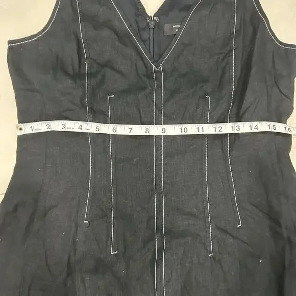 Banana Republic Linen Blend Black V- Neck Sheath Dress Above Knee Women’s 10 - Picture 6 of 9